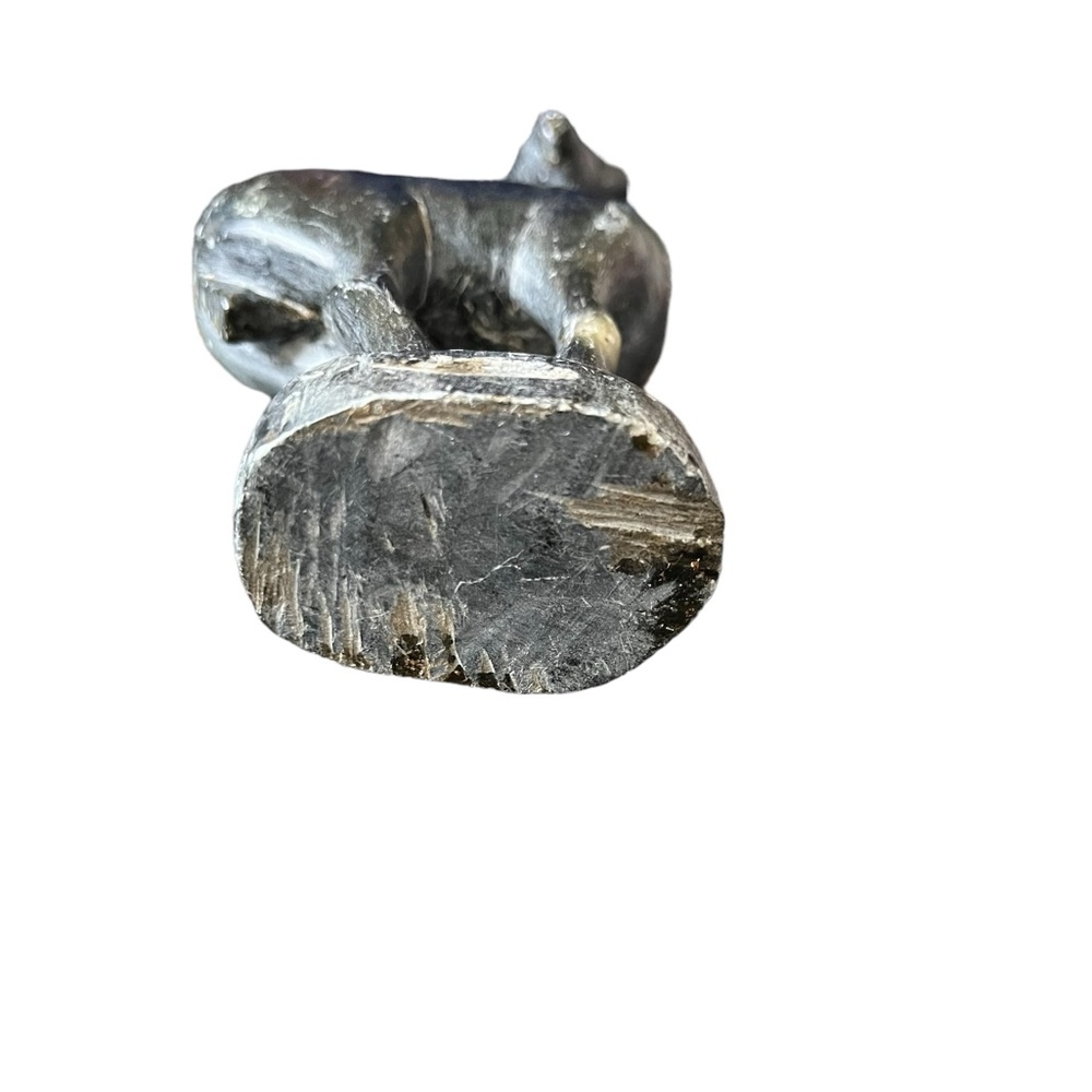 hand carved black stone figurine deer vintage 6.5 Inches tall *Small Chip* - Picture 5 of 8
